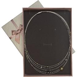 Colier rodiat cu bile metal pe sarma de otel inoxidabil&nbsp; 42 7cm 7519