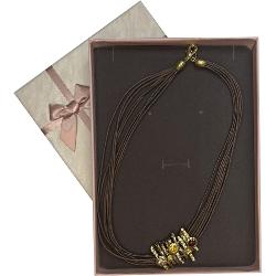 Colier alama auriu cristale pe fir textil 42 7cm 7197