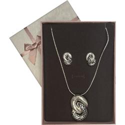 Set colier si cercei alama argintiu 80 5cm GA294