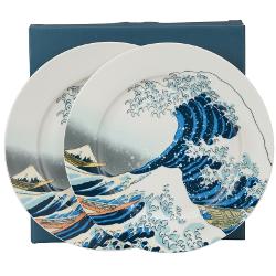 Set cu 2 farfurii din portelan - Hokusai Marele Val 19 cm 5957836