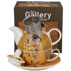 Acest set elegant &197;&159;i rafinat transform&196;&131; ceaiul sau cafeaua într&226;&128;&145;o experien&197;&163;&196;&131; plin&196;&131; de farmec &197;&159;i art&196;&131; Setul include un ceainic cu infuzor din inox perfect pentru prepararea ceaiului &197;&159;i o can&196;&131; cu farurioara — toate decorate cu motive inspirate din celebra lucrare „The Kiss”p data-start492 