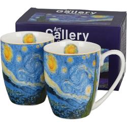 Acest set rafinat de dou&196;&131; c&196;&131;ni aduce magia „Nop&200;&155;ii înstelate” direct în buc&196;&131;t&196;&131;ria ta Fiecare can&196;&131; este decorat&196;&131; cu o reproducere atent realizat&196;&131; a celebrului tablou Starry Night — cerul nocturn plin de nuan&200;&155;e intense de albastru vârtejuri luminoase &200;&153;i accente galbene — astfel încât fiecare 