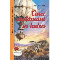 Cinci saptamani in balon-Jules VerneUnul dintre primele romane ale lui Jules Verne Cinci saptamani in balon a fost o reusita comerciala inca din primele zile de la editia princeps cea in format mic din ianuarie 1863 Cartea in format mare in-8 octavo a fost pusa in vanzare pe 5 decembrie 1965 bucurandu-se de o primire publica entuziasta Este primul roman in care Jules Verne mixeaza ingredientele fictionale care l-au facut 