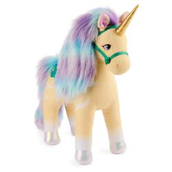 Unicornul Leaf din colectia Unicorn Academy este un plus moale si elegant cu detalii pastelate care inspira magie si delicate Coama in nuante de mov si albastru deschis cornul auriu stralucitor si copitele cu efectul metalizat il transforma intr-un companion de poveste Designul sau fermecator aduce un strop de fantezie in joaca de zi cu zi si ofera copiilor ocazia de a-si imagina aventuri pline de culoare si magie Perfect pentru imbratisari jocuri creative sau pentru a fi parte din 