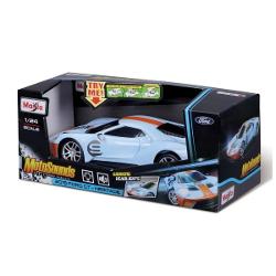 Masinuta Maisto MotoSounds Ford GT Heritage 2019 la scara 124 ofera o experienta de joc interactiva si realista Modelul este echipat cu lumini functionale si efecte sonore care reproduc zgomotul motorului si al franelor aducand un plus de autenticitate Cu designul sau sportiv si detaliile atent realizate aceasta replica este ideala atat pentru joaca cat si pentru colectie Recomandata copiilor de peste 5 ani masinuta combina distractia cu tehnologia pentru a oferi ore intregi de 