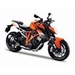 Motocicleta KTM 1290 SUPER DUKE R in miniatura la scara 112 este realizata din metal turnat si detalii din plastic de inalta calitate Produsul reda cu fidelitate liniile sportive si elegante ale modelului original fiind vopsit in portocaliu intens si dotat cu elemente realiste precum sistemul de evacuare suspensie si jantele sport Aceasta replica este expusa intr-o cutie tip vitrina ceea ce o face ideala atat pentru joaca cat si pentru colectie Recomandata copiilor de peste 3 ani 