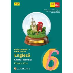 Limba engleza Limba moderna 1 studiu intensiv Caietul elevului pentru clasa a VI-a&nbsp;Prezentul auxiliar a fost avizat de MEC prin Ordinul nr5318 din 21112019 si se regaseste la pozitia nr38 din anexa OrdinuluiAuxiliarul este un instrument esential pentru elevii care studiaza limba engleza in regim intensiv conform programei scolare actuale Caietul este structurat clar si intuitiv cu exercitii variate care stimuleaza invatarea 