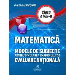 &ldquo;Lucrarea &bdquo;Matematica Modele de subiecte pentru Simularea Examenului de Evaluare Nationala clasa a VIII-a&rdquo; reprezinta un suport real pentru ajutorul elevilor in pregatirea examenului propriu-zis Testele sunt alcatuite dupa modelul realizat de Ministerul Educatiei respectand programa pentru examenExamenul consta in trei subiecte cu probleme de matematicaSubiectul I contine sase itemi cu alegere multipla cinci itemi si alegere duala un item constand in 