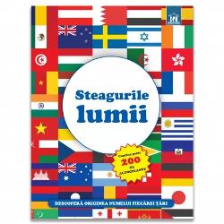&bdquo;Steagurile lumii&rdquo; este o carte interactiva care ii ajuta pe copii sa invete tarile si steagurile lor printr-o activitate practica si placuta Copiii lipesc peste 200 de autocolante cu steaguri pe hartile fiecarui continent identificand usor statele recunoscute de Organizatia Natiunilor Unite si locul lor pe harta Cartea include harti ilustrate ale Asiei Europei Africii Americii Oceaniei si Antarcticii cu spatii dedicate 