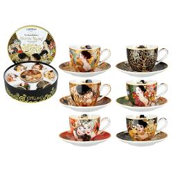 Bucura-te de momentele de cafea cu acest set elegant de 6 cesti pentru espresso din portelan fin fiecare inspirata dintr-un tablou celebru al lui Gustav Klimt Designul artistic transforma fiecare portie de espresso intr-o experienta vizuala si gustativa deosebitaMaterial premium&nbsp;Portelan 