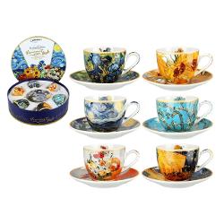 Transforma fiecare moment de cafea intr-o experienta artistica Acest set contine 6 cesti din portelan fin fiecare decorata cu reproduceri ale unor tablouri celebre ale lui Van GoghFiecare ceasca surprinde detalii vibrante si culori unice aducand frumusetea artei direct in rutina ta zilnicaCu o capacitate de 80 ml sunt perfecte pentru espresso sau alte bauturi concentrate fiind ideale atat pentru acasa cat si pentru servirea oaspetilorUn cadou elegant pentru 