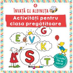 INVATA cu ALBINUTA 4 Activitati pentru clasa pregatitoareInvata prin joaca Invata cu albinuta este o serie de invatare captivanta special conceputa pentru copiii de gradinita si prescolari care combina invatarea cu joaca Contine exercitii adecvate copiilor de la clasa pregatitoare Fie ca este vorba de exercitii cu litere si 
