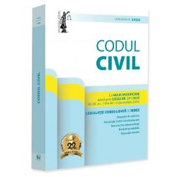 CODUL CIVIL IANUARIE 2026LEGISLATIE CONSOLIDATA SI INDEX&nbsp;Cu NOUA MODIFICARE adusa prin LEGEA NR 2312025 M Of nr 1164 din 16 decembrie 2025&nbsp;Editia a 26-a revizuita a lucrarii Codul civil ianuarie 2026 ingrijita de prof univ dr Dan Lupascu si tiparita pe hartie alba de calitate superioara include NOUA MODIFICARE adusa prin LEGEA NR 2312025 M Of nr 1164 din 16 decembrie 2025Sub articolele Codului se 