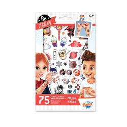 Alege un model din cele 75 de tatuaje disponibile in set si aplica-l pe pielea ta ca un frumos accesoriu Tatuajele sunt temporare si se pot indeparta usor prin spalareContine 2 coli cu tatuaje Numarul tatuajelor depinde de modul in care veti decupa modelele respective de pe coalaDimensiunile cutiei 1520 x 0010 x 2500 cmVarsta recomandata 6 aniAvertisment pentru copii de 6 ani sau mai mari Nu este potrivit pentru copii mai mici de 3 ani din 