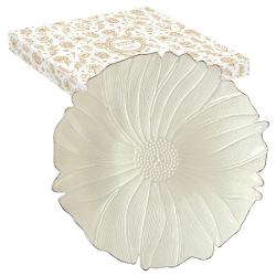 Atentie Acest model este disponibil in 4 variante diferite Pretul afisat este per bucata Va rugam sa precizati modelul dorit printr-un comentariu la plasarea comenzii In caz contrar se va livra aleatoriu un model din stoc fara posibilitatea unui schimb ulteriorAdaug&259; un strop de elegan&539;&259; &537;i culoare mesei tale cu acest platou din sticl&259; &icirc;n form&259; de floare din 