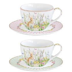 Savureaz&259; momentele de cafea sau ceai al&259;turi de cineva drag cu acest set de dou&259; ce&537;ti din por&539;elan din colec&539;ia&nbsp;Happy Easter&nbsp;de la&nbsp;Easy Life Fiecare cea&537;c&259; este decorat&259; cu iepura&537;i juc&259;u&537;i pe fundal alb 