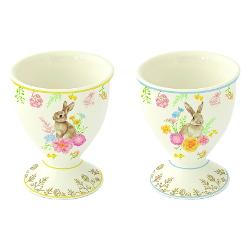 Completeaz&259; decorul mesei tale de prim&259;var&259; sau de Pa&537;te cu acest set de dou&259; suporturi din por&539;elan pentru ou&259; din colec&539;ia&nbsp;Tres Jolie&nbsp;de la&nbsp;Easy Life Fiecare suport are un design delicat alb decorat cu un iepura&537; 