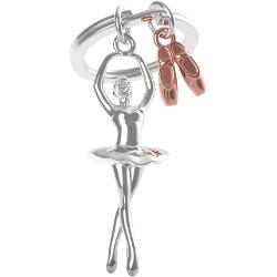 Breloc Balerina argintiu cu accesoriu pantofi balet MTM22002