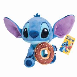 Plus Disney Stitch cu gogoasa 25 cm este o jucarie moale si expresiva inspirata de indragitul personajului din universul Lilo si Stitch Realizat din materiale fine si placute la atingere acest plus are o textura catifelata si detalii atent brodate cu ochi mari si urechi ample in nuante de albastru si roz Stitch tine in brate o gogoasa decorata cu glazura si ornamente colorate element care adauga un plus de originalitate si farmec jucariei Cu o inaltime de 25 cm este ideal pentru 