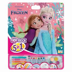 Setul creativ Disney Frozen Giga Block 5 in 1 este o alegere completa pentru copiii care iubesc universul Frozen si activitati artistice Inspirat din filmul Disney cu ilustratii colorate ale personajelor indragite setul ofera multiple posibilitati de desen si colorat intr-un singur pachet practic Include carioci creioane colorate acuarele pensula si alte accesorii necesare pentru a crea pline de culoare si imaginatie Compartimentarea inteligenta mentine toate piesele organizate iar 