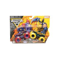 Setul Monster Jam set 2 Masinute Metalice aduce fata in fata doua modele spectaculoase inspirate din universul supereroilor pregatite pentru confruntari pline de adrenalina Fiecare pachet include doua masini cu design tematic decorate in culorile si stilul personajelor Marvel realiza cu detalii atent finisate si roti supradimensionate specifice competitiei Monster Jam Masinile sunt construite pentru curse sarituri si impacturi spectaculoase incurajand jocul dinamic si imaginativ Exista 