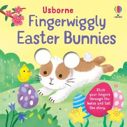 Little children and their grown-ups can stick their fingers through the holes to become the ears and paws of two little bunnies as they hop through the forest hunting for Easter eggs Simple rhyming text and delightful illustrations combine perfectly in an engaging interactive board book