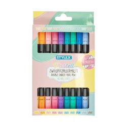 Carioci cu v&acirc;rf dublu duo 10 buc pastel10 culori pastelv&acirc;rf 20 mm &537;i 30 mm capac ventilat&icirc;n cutie de carton cu fereastr&259;