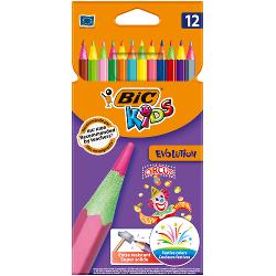 Gama de produse BIC Kids ofera instrumente de colorat special concepute pentru a fi usor de folosit de catre copii Creioanele colorate BIC Kids Evolution Circus sunt creioane in nuante vibrante si cu un strop de coloare pe varf dezvoltate pentru a obtine orice combinatie de cukoare la care se gandeste un copil O parada de nuante ai putea spune Culorile lor pigmentate intens sunt ultra-durabile si usor de ascutit pentru o calitate superioara de fiecare data Fabricate la fabricile BIC din 
