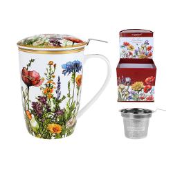 Can&259; elegant&259; din por&539;elan fin cu o capacitate generoas&259; de 600 ml decorat&259; cu un delicat motiv &bdquo;Paji&537;te cu flori&rdquo; semnat de artista Laura Lozano Designul floral plin de culoare &537;i naturale&539;e aduce &icirc;n prim-plan frumuse&539;ea unei paji&537;ti &icirc;nflorite cre&acirc;nd o atmosfer&259; relaxant&259; &537;i plin&259; de prospe&539;imeCana este 