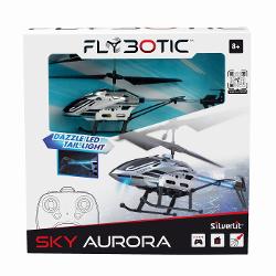 Silverlit Flybotic Sky Aurora este un elicopter cu telecomanda conceput pentru zbor stabil si control precis potrivit copiilor peste 8 ani Modelul dispune de sistem cu rotor dublu pentru echilibru optim si manevrabilitate imbunatatita fiind ideal pentru utilizare in interior Designul aerodinamic modern este completat de efectul luminos Dazzle LED Tail Light care ofera un plus de vizibilitate si impact vizual in timpul zborului Telecomanda ergonomica permite control intuitiv al directiei si 