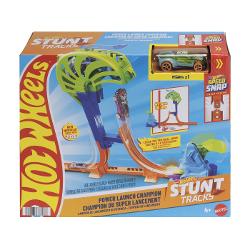 Setul Hot Wheels Stunt Tracks aduce actiune intensa si multiple posibilitati de joaca intr-un singur produs combinand elemente de pista lansare si transformare Modelul include o structura complexa cu niveluri rampe si mecanisme dinamice care permit curse rapide si scenarii variate In functie de configuratie setul poate functiona ca statie de interventie sau ca garaj transformabil pentru cascadorii si multe altele oferind experiente diferite in acelasi ansamblu Include o masinuta Hot 