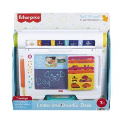 Biroul De Invatare Fisher-Price este conceput pentru a incuraja invatarea si creativitatea copiilor prin activitati interactive si distractive Suprafata de scriere tip LCD permite desenarea si exersarea scrisului fara murdarie folosind stiloul special inclus Panourile colorate si rotita interactiva ofera activitati de invatare cu forme imagini si secvente simple care stimuleaza gandirea logica si recunoasterea vizuala Setul include si sabloane pentru forme incurajand copiii sa exploreze 
