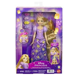 Papusa Disney Princess Setul Parul Magic Al Lui Rapunzel aduce la viata magia povestii prin parul sau lung si accesorii speciale de styling Rapunzel poarta o rochie eleganta in nuante de mov decorata cu motive inspirate din povestea sa iar parul lung si blond poate fi pieptanat si aranjat in multe stiluri Setul include mai multe accesorii tematice precum agrafe colorate si o perie care permit copiilor sa creeze coafuri diferite si sa personalizeze look-ul printesei Detaliile inspirate din 