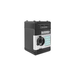 Pusculita mare pentru bancnote cu cod PIN de tip seif cu sunete si lumini Economisirea devine mai distractiva si interactiva cu Pusculita pentru copii Tip Seif  dotata cu blocare electronica cu PIN  functie de tragere automata a bancnotelor si efecte de sunet si lumina  Aceasta pusculita inteligenta ii ajuta pe copii sa isi dezvolte bunele obiceiuri financiare oferindu-le in acelasi timp o experienta realista de securizare a economiilor Caracteristici si Beneficii &oelig; Blocare 