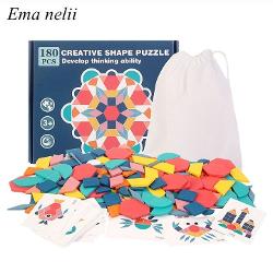 Joc Tangram din lemn cu 180 piese si nenumarate modalitati de joaca educativaForme geometrice frumos colorate din lemn vopsite in culori pe baza de apa un joc sigur si educativ dezvolta rabdarea creativitatea gandirea logicaPerfect pentru a fi jucat impreuna cu alti copiiTangram este un joc traditional chinezesc in care jucatorul creaza diverse forme avand la dispozitie forme geometrice de bazaEste un joc ideal pentru stimularea 