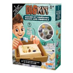 Foloseste uneltele pentru a sapa in blocul de gips si observa pietrele incluse in set printre care cuartul alb obsidianul turcoazul si agataSetul contine un bloc de gips ciocan dalta perie burete lupa si tavaDimensiunile cutiei 148 x 5 x 19 cmVarsta recomandata 8 ani