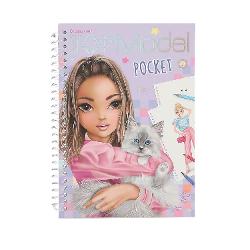 Modele cool &icirc;ntr-un format practic Cartea de colorat TOPModel Pocket cu copert&259; str&259;lucitoare are 120 de pagini cu figurine care pot fi create cu imagina&539;ie &537;i culori Include 1 foaie cu stickere cu accesorii la mod&259;
