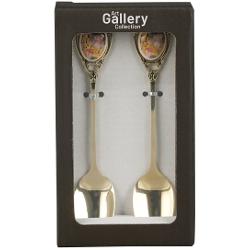 Set de 2 linguri aurii&nbsp;&nbsp;THE&nbsp;KISS CLASSIC inspirate de G Klimt&nbsp;&nbsp;din&nbsp;&nbsp;Galeria de Art&259;&nbsp;Linia este decorat&259; cu o reproducere a tabloului &bdquo;S&259;rutul&rdquo; de Gustav Klimt Paleta cald&259; de maro combinat&259; cu aurul str&259;lucitor confer&259; piesei un caracter unic 