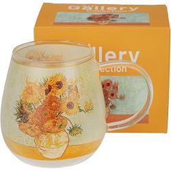 Can&259; de sticl&259;&nbsp;FLOAREA-SOARELUI inspirat&259; de pictura lui Van Gogh&nbsp;&nbsp;din&nbsp;&nbsp;Galeria de Art&259;&nbsp; este fabricat&259; din cristal f&259;r&259; plumb combin&acirc;nd elegan&539;a cristalului clasic cu siguran&539;a tehnologiei moderne Acest material impresioneaz&259; prin claritatea sa 
