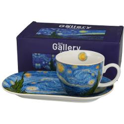 Set de mic dejun - cea&537;c&259; jumbo &537;i farfurie lung&259;&nbsp;&nbsp;STARRY NIGHT inspirat de Van Gogh&nbsp;&nbsp;din&nbsp; colec&539;ia&nbsp;Art Gallery&nbsp;&nbsp; Acest produs este fabricat din por&539;elan de calitate superioara un material cunoscut pentru durabilitatea sa excelent&259; &537;i aspectul lucios 