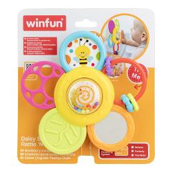 O jucarie adorabila si plina de culoare floricica interactiva este un companion perfect pentru bebelusi incepand cu varsta de 6 luni Fiecare dintre cele 5 petale ofera o activitate distincta creand o experienta captivanta si educativa pentru cei mici Zornaitoarea de pe una dintre petale emite sunete placute care atrag atentia si stimuleaza auzul si coordonarea mana-ochi Oglinda sigura pentru bebelusi de pe alta petala ii permite micutului sa descopere propria reflexie Pe o alta petala se 