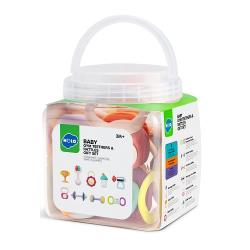 Set 9 jucarii gingivale in forma de echipamente cu tematica de sala Acest adorabil set de zornaituri stimuleaza abilitatile motorii fine descoperirea senzoriala si ii ajuta pe copii sa inteleaga cauza si efectul Este usor de tinut in mana si de manevrat Usor de dezinfectat Creste-ti copilul pentru a deveni un pasionat de sport Jucariile de dentitie ajuta la calmarea disconfortului gingival zornaitoarele ajuta la stimularea simturilor si la antrenarea abilitatilor motorii