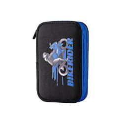 Penar &537;colar dublu b&259;ie&539;i &ndash; model motociclist compartimentatPenarul &537;colar dublu Motociclist este alegerea ideal&259; pentru b&259;ie&539;ii pasiona&539;i de vitez&259; &537;i adrenalin&259; Cu un design modern &icirc;n nuan&539;e de negru &537;i albastru decorat cu motociclet&259; sport &537;i elemente 