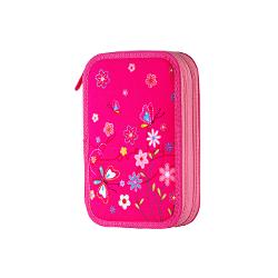 Penar &537;colar dublu &ndash; model floral roz compartimentatPenarul &537;colar dublu Fluturi &537;i Flori este alegerea ideal&259; pentru fetele care prefer&259; accesorii colorate &537;i vesele Designul &icirc;n nuan&539;e de roz decorat cu flori &537;i fluturi ofer&259; un aspect delicat &537;i atractiv perfect pentru &537;coal&259;p 