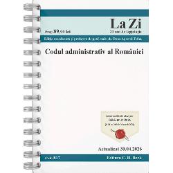 Include actualiz&259;rile aduse prin OUG nr 212026 MOf nr 248 din 30 martie 2026&nbsp;&nbsp;Codul administrativ&nbsp;reglementeaz&259; cadrul general pentru organizarea &537;i func&539;ionarea autorit&259;&539;ilor &537;i institu&539;iilor administra&539;iei publice statutul personalului din cadrul acestora r&259;spunderea administrativ&259; serviciile publice precum &537;i unele reguli specifice privind proprietatea 