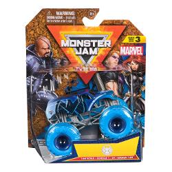 Paseste in universul plin de actiune in care Monster Jam huruie si supereroii Marvel se inalta Seria de camioane vopsite Marvel Monster Jam la scara 164 nu este doar o colectie Este un omagiu adus Universului Marvel Aceste camioane de tip monster truck inscriptionate cu simbolurile si culorile unor embleme precum Thor Captain America Iron Man Black Panther si Spider-Man aduc acasa spectacolul superputerilor si al cascadoriilor de pe stadion Cu anvelope autentice BKT si o caroserie cu 