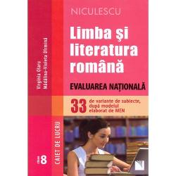 Aceasta lucrare cuprinde 33 de teste concepute in vederea pregatirii elevilor de clasa a VIII-a pentru sustinerea probei de limba si literatura romana din cadrul Evaluarii Nationale Testele sunt elaborate in concordanta cu modelele propuse de MEN si respecta itemii si continuturile care se regasesc in metodologia de pregatire pentru Evaluarea NationalaAutoarele au pornit de la ideea ca o pregatire suplimentara cu sanse de reusita presupune un dialog permanent intre profesor si 