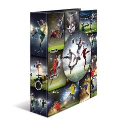 Biblioraftul cu design special cu fotbalisti in miscarede la producatorul german HERMA aduce in prim plan imagini spectaculoase cu fotbalisti cu o coloristica si dinamica remarcabilaFabricat din carton rigid cu grosime de 2 mm cu finisaj plastifiat lucios biblioraftul este un produs de inalta calitate pentru utilizare de durata Este echipat cu mecanism metalic solid cu parghie si maner pentru o manipulare usoara Cotorul lat de 7 cm il face ideal pentru depozitarea unui volum 
