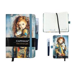 Coperta frumos decorat&259; &537;i durabil&259; a carnetelului g&259;zduie&537;te 80 de pagini liniate ceea ce faciliteaz&259; notarea ideilor sau &539;inerea unui jurnal Are &537;i un semn de carte facilit&acirc;nd marcarea paginilor importante