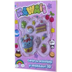 Carte cu activitati si abtibilduri 3DIntra in lumea Kawaii plina de culoare si prieteni dulci ca bomboanele pentru ore intregi de distractie